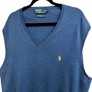 Polo Ralph Lauren Blue Sweater Vest XL Tall Embroidered Logo Golf Formal